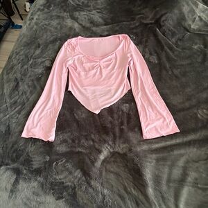 SHEIN Light Pink Long Sleeve Crop Top